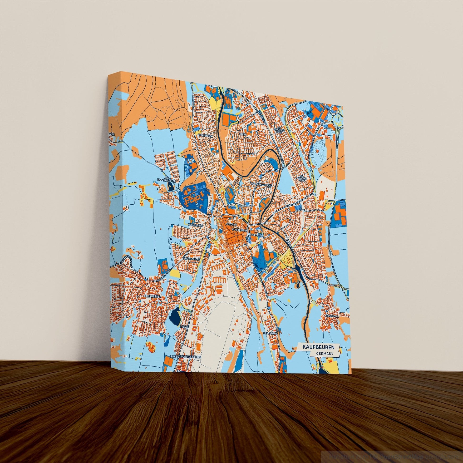 Kaufbeuren Germany Colorful City Map Canvas Print