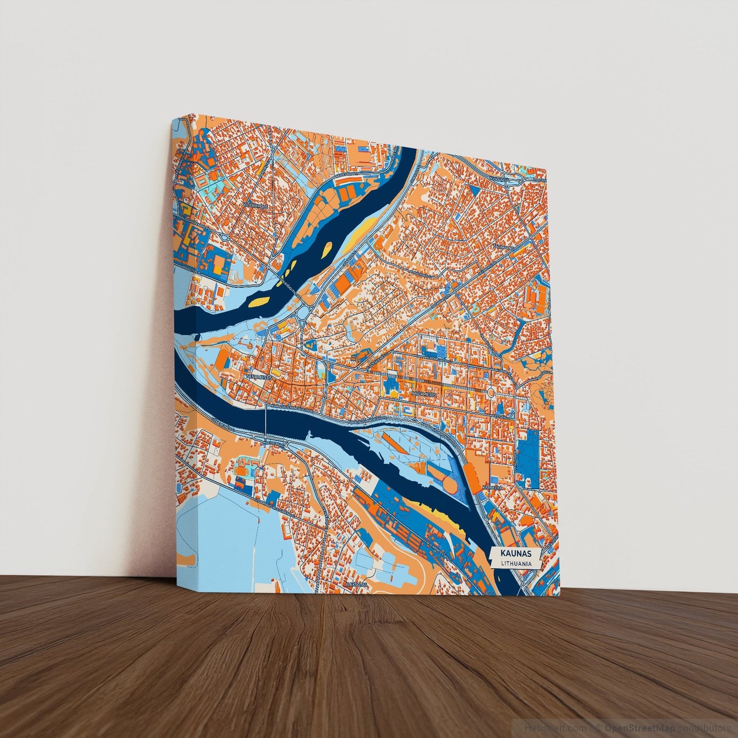 Kaunas Lithuania Colorful City Map Canvas Print