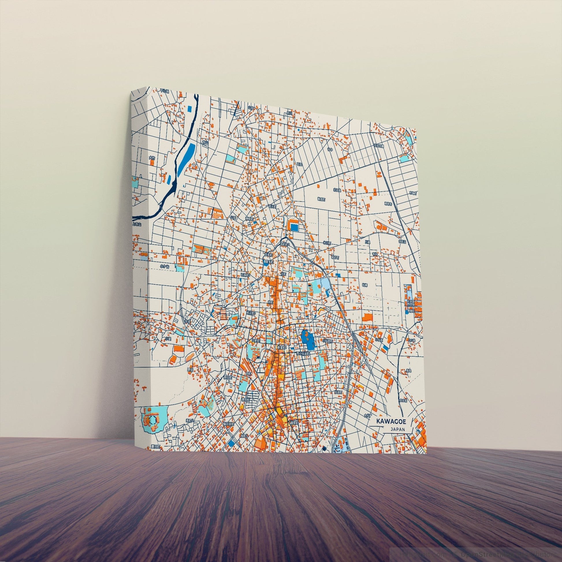 Kawagoe Japan Colorful City Map Canvas Print