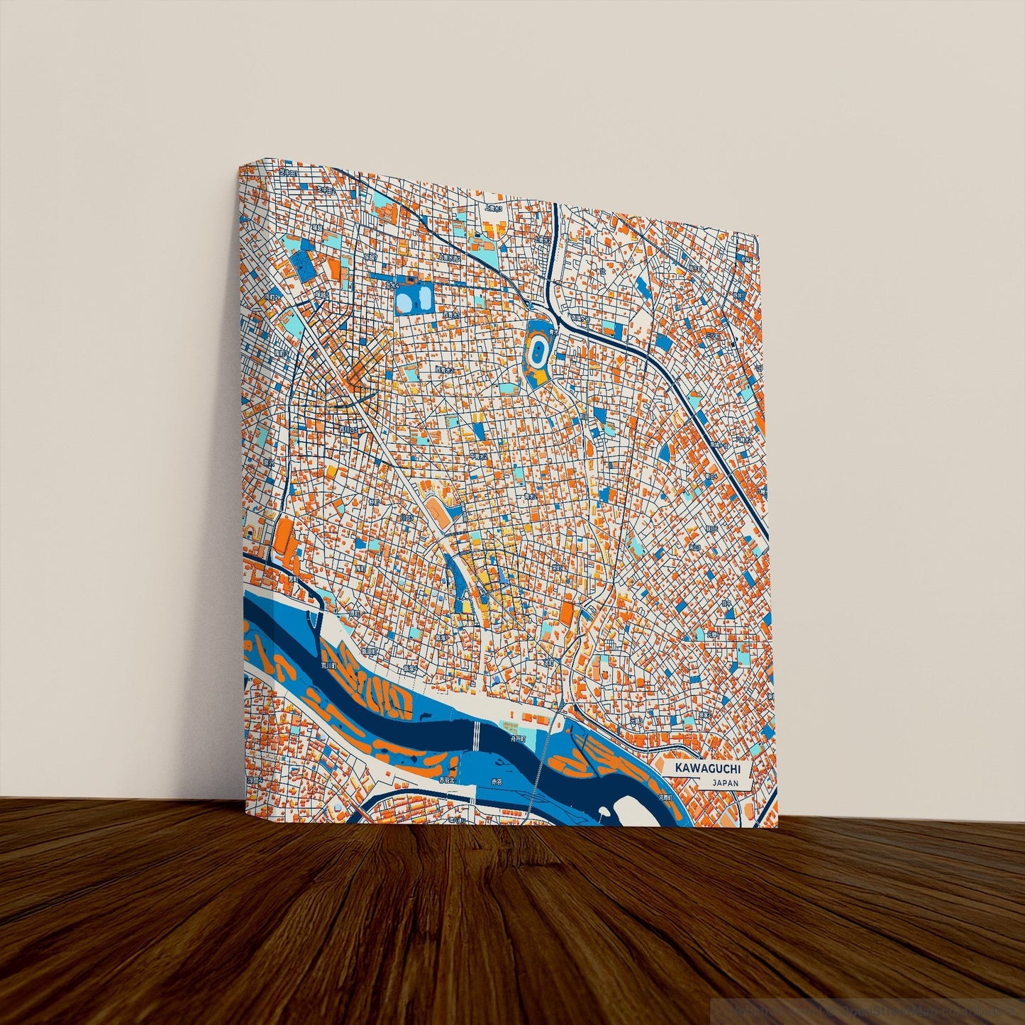 Kawaguchi Japan Colorful City Map Canvas Print