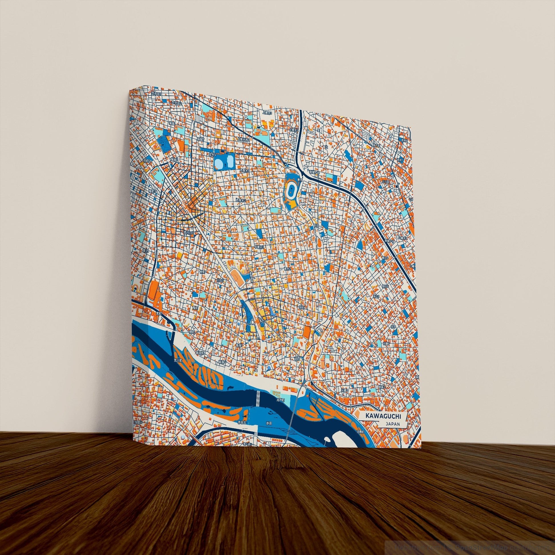 Kawaguchi Japan Colorful City Map Canvas Print
