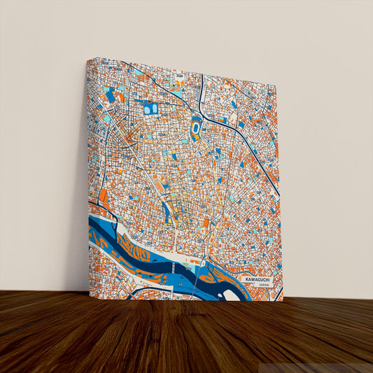 Kawaguchi Japan Colorful City Map Canvas Print