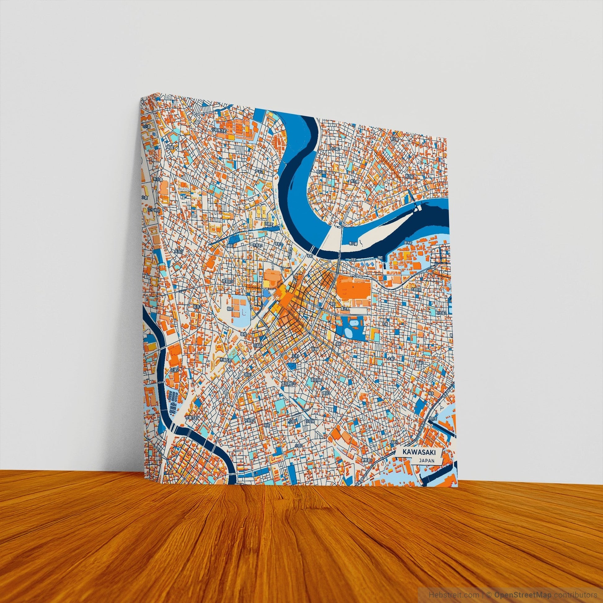 Kawasaki Japan Colorful City Map Canvas Print