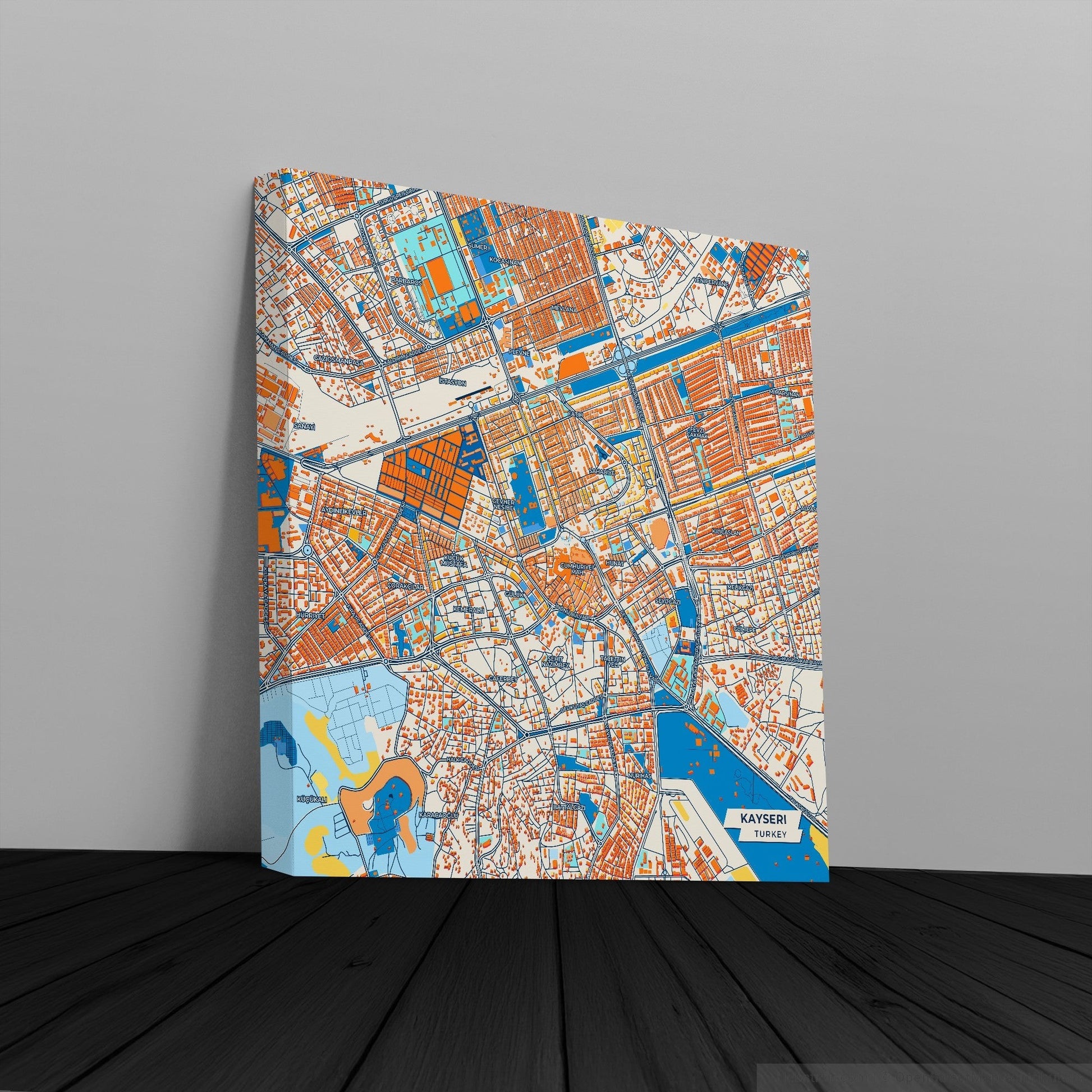 Kayseri̇ Turkey Colorful City Map Canvas Print