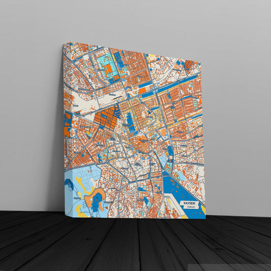 Kayseri̇ Turkey Colorful City Map Canvas Print