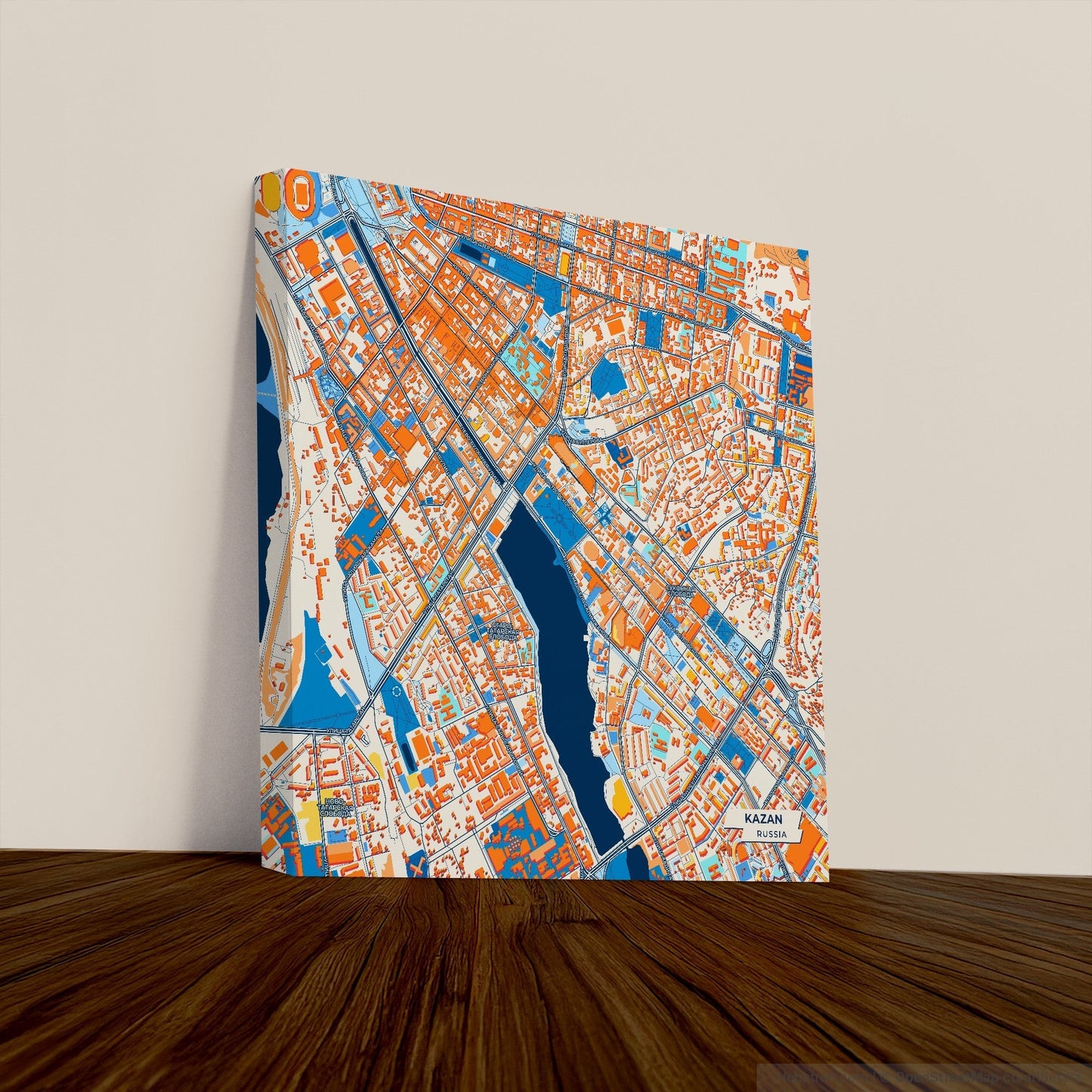 Казань Russia Colorful City Map Canvas Print