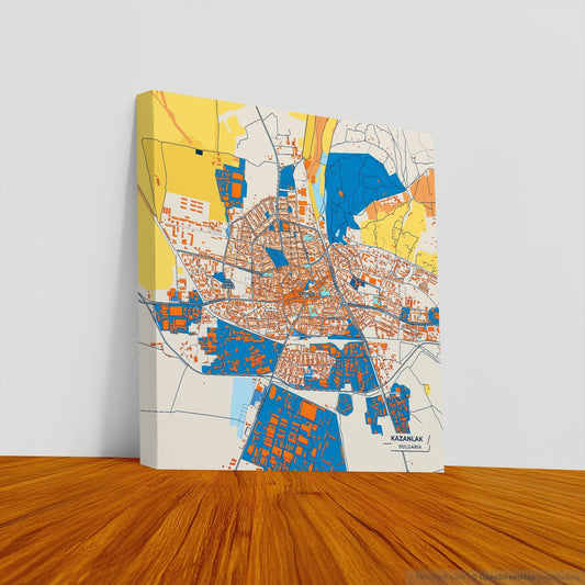 Казанлък Bulgaria Colorful City Map Canvas Print