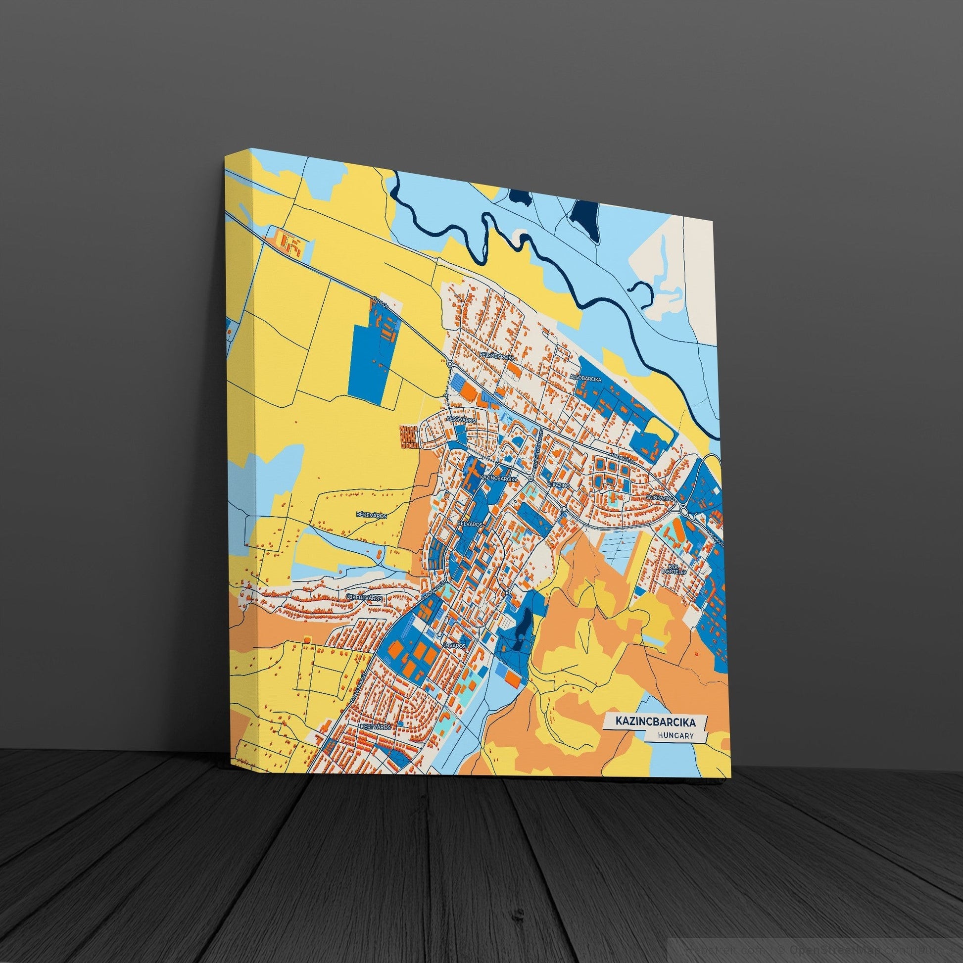 Kazincbarcika Hungary Colorful City Map Canvas Print