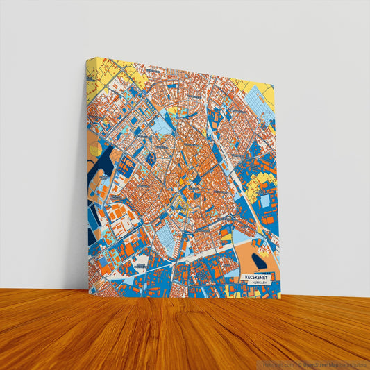 Kecskemét Hungary Colorful City Map Canvas Print