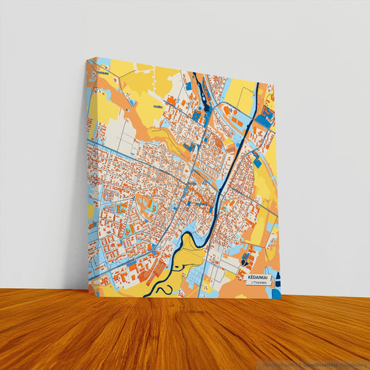Kėdainiai Lithuania Colorful City Map Canvas Print