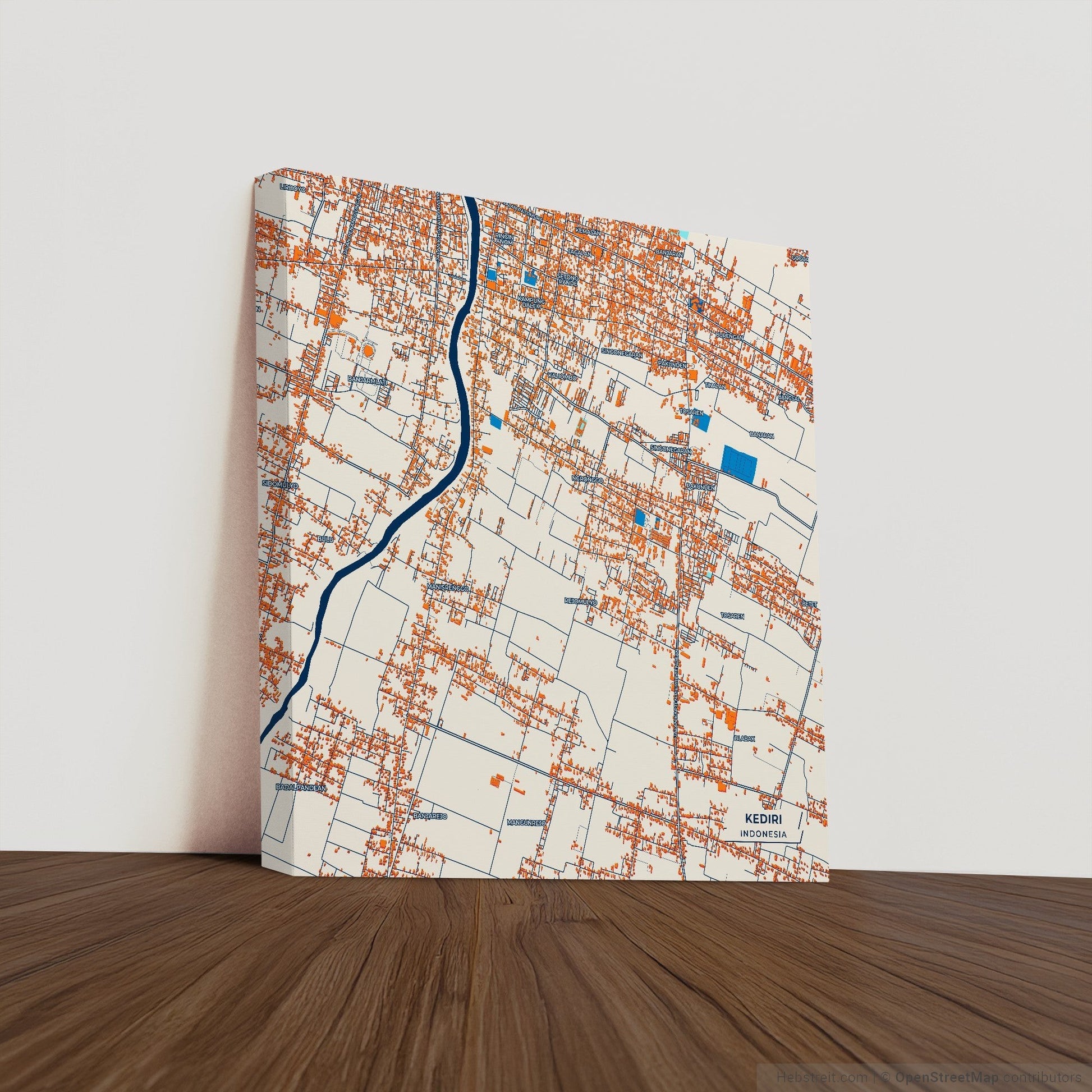 Kediri Indonesia Colorful City Map Canvas Print