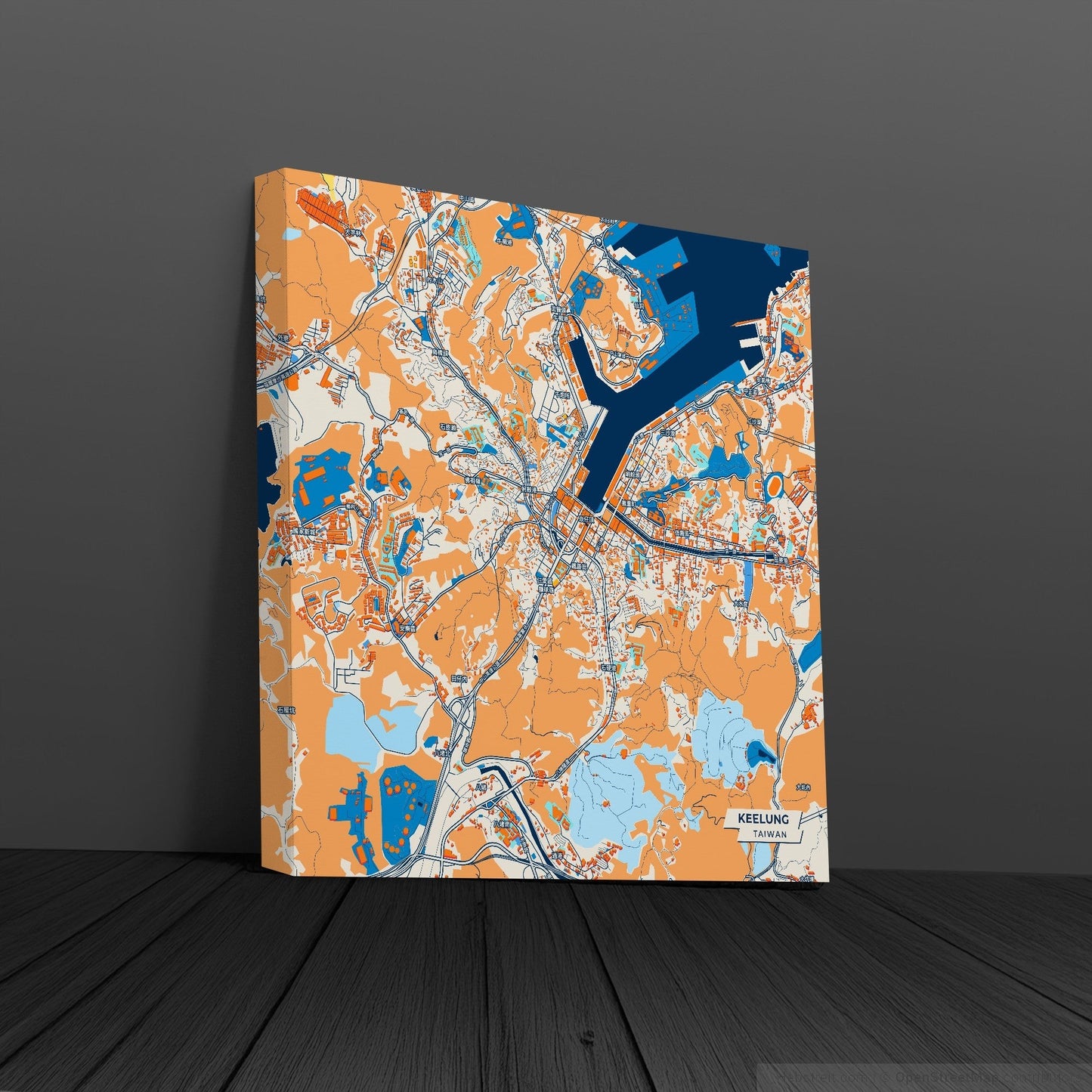Keelung Taiwan Colorful City Map Canvas Print