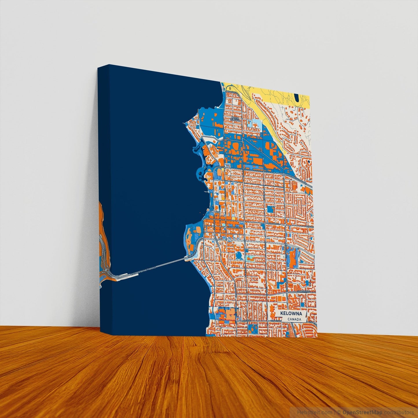 Kelowna Canada Colorful City Map Canvas Print
