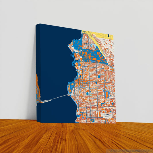 Kelowna Canada Colorful City Map Canvas Print