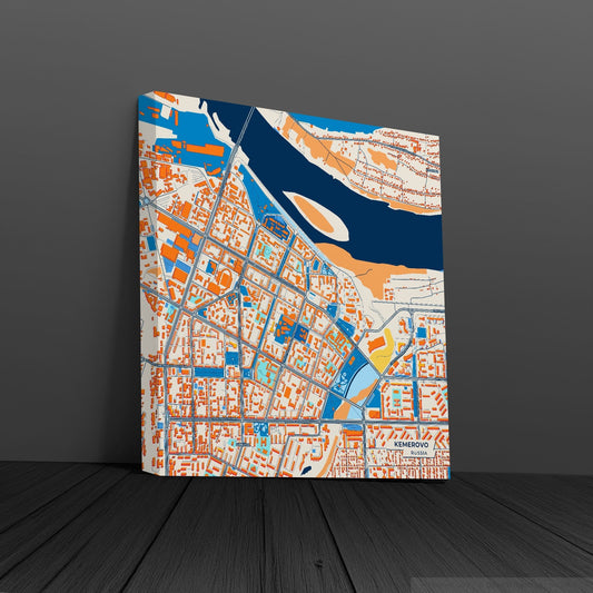 Кемерово Russia Colorful City Map Canvas Print