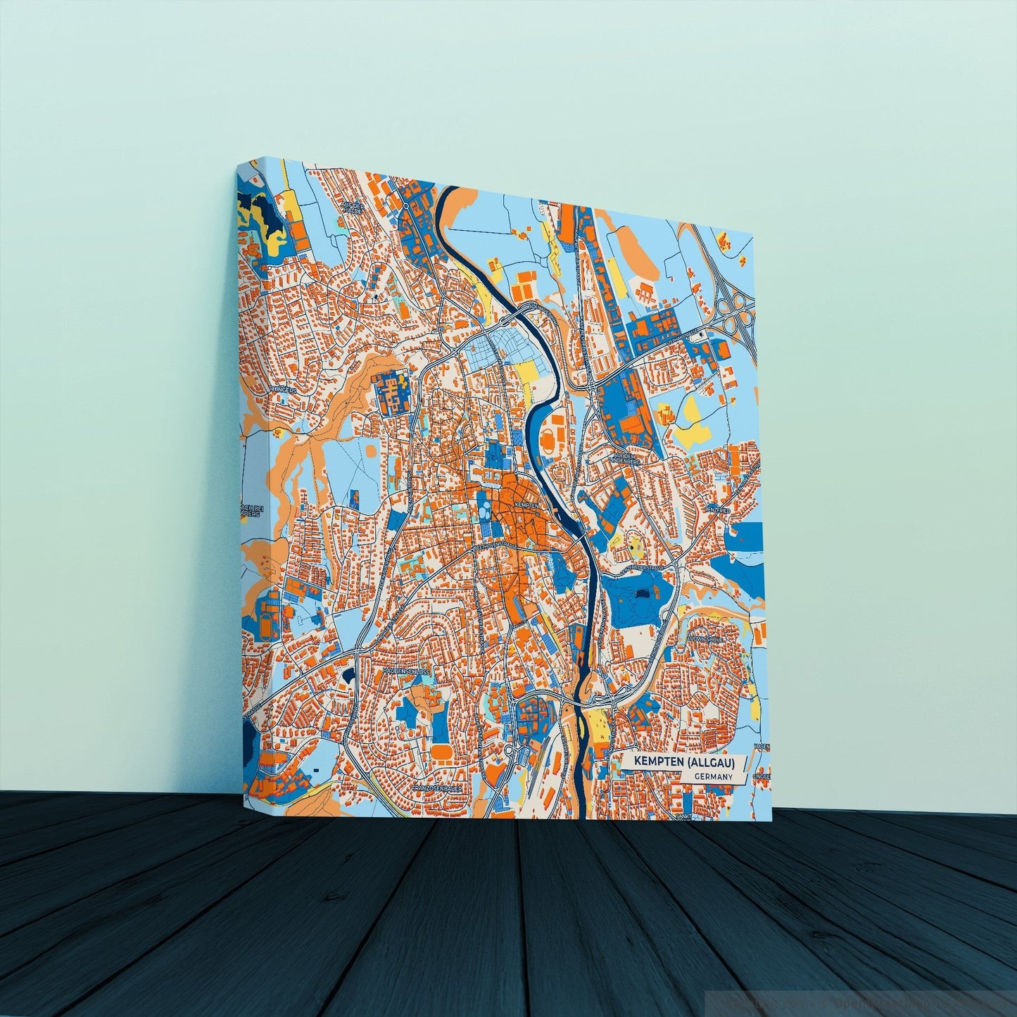 Kempten (Allgäu) Germany Colorful City Map Canvas Print