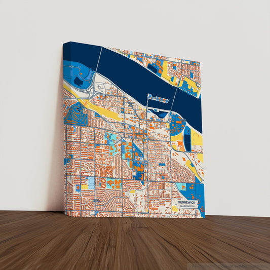 Kennewick Washington Colorful City Map Canvas Print