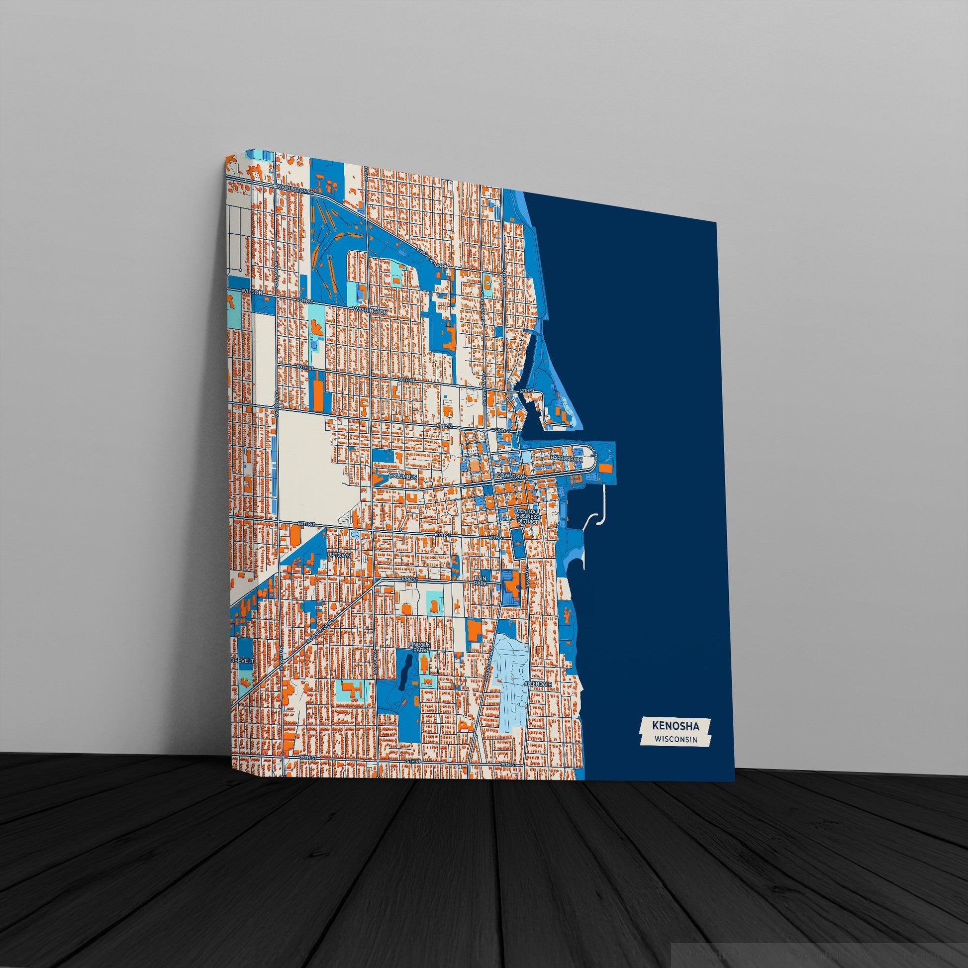 Kenosha Wisconsin Colorful City Map Canvas Print