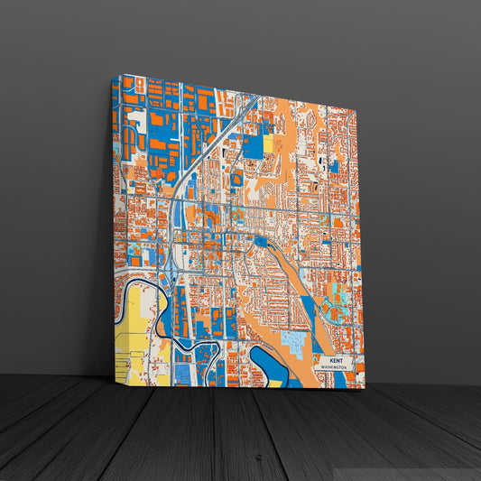 Kent Washington Colorful City Map Canvas Print