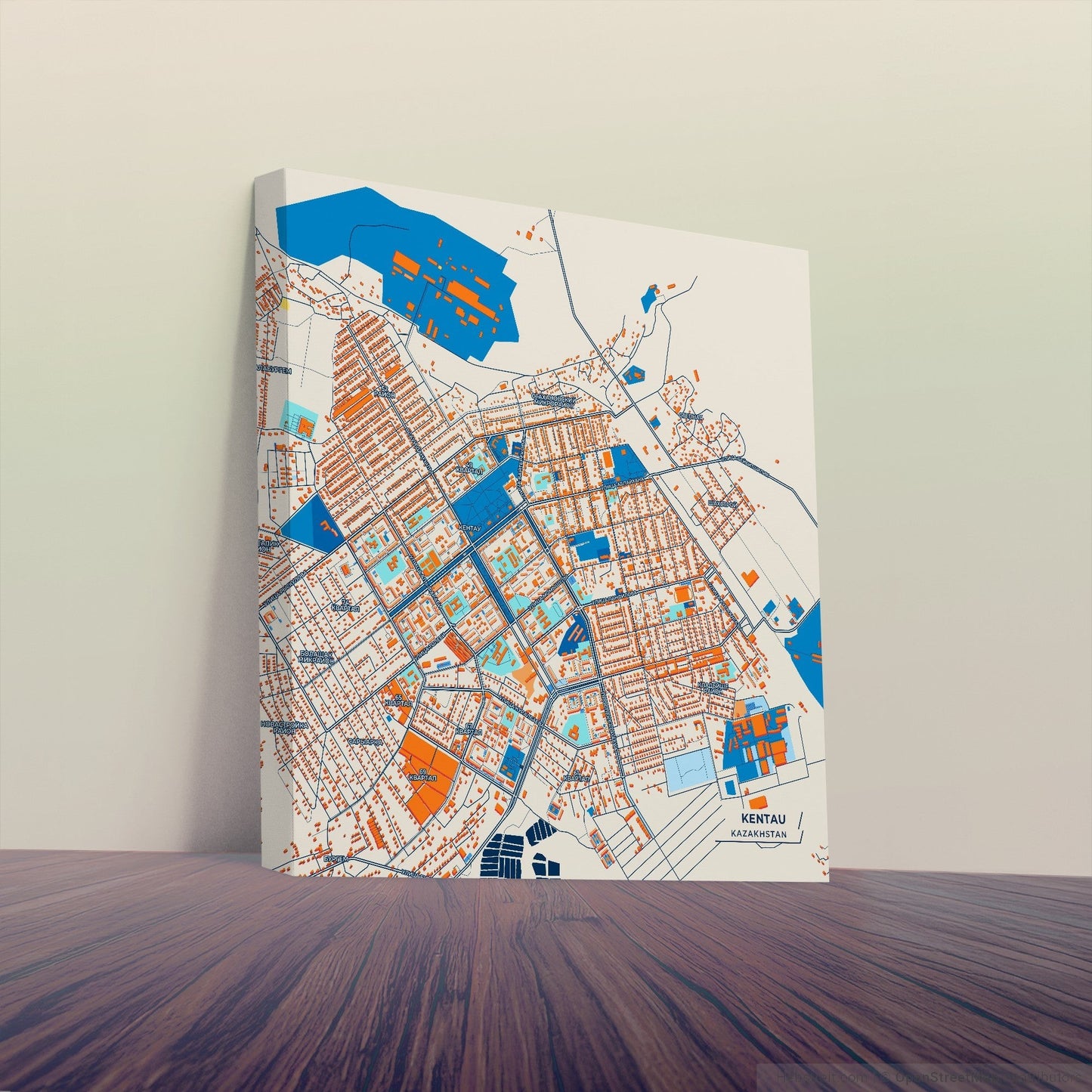 Kentau Kazakhstan Colorful City Map Canvas Print