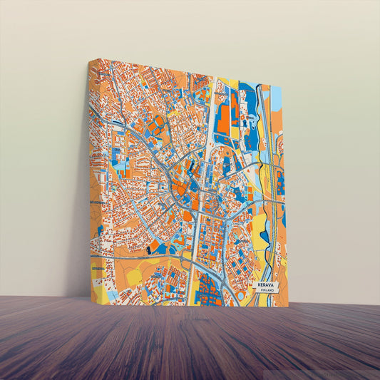 Kerava Finland Colorful City Map Canvas Print