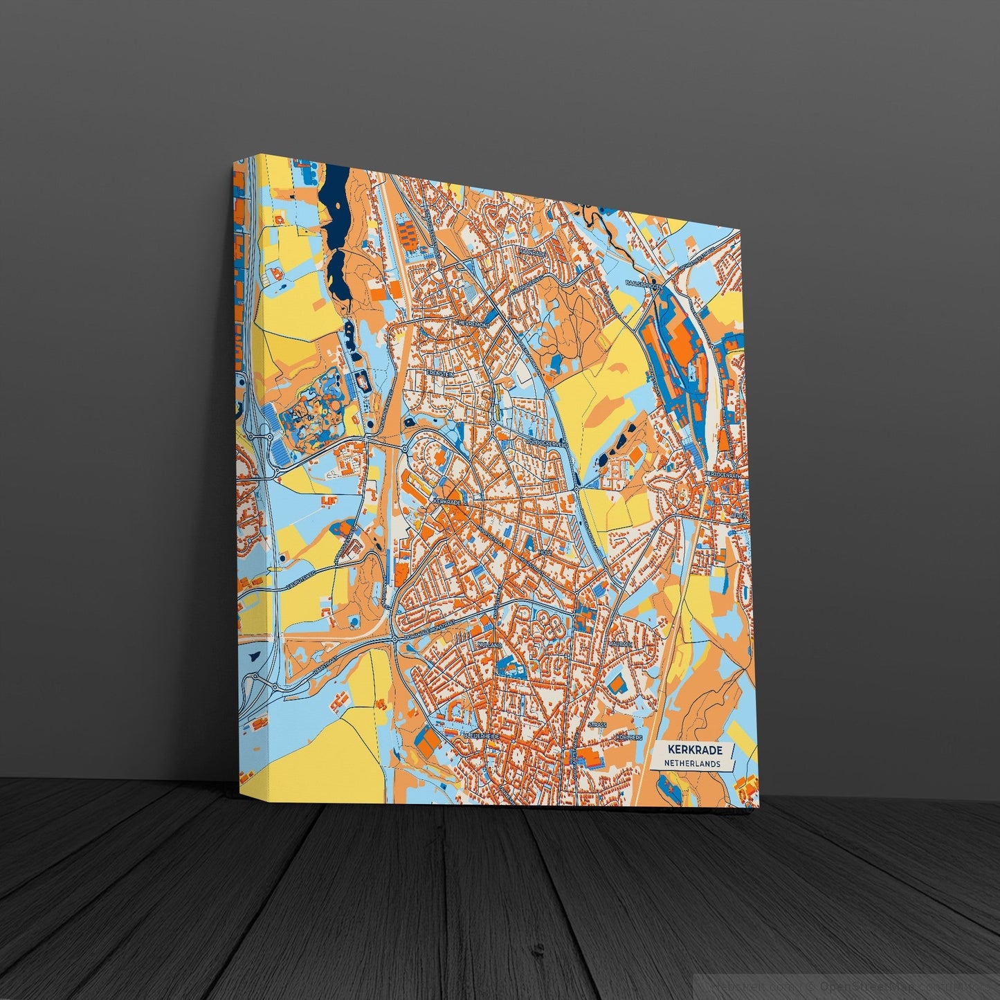 Kerkrade Netherlands Colorful City Map Canvas Print