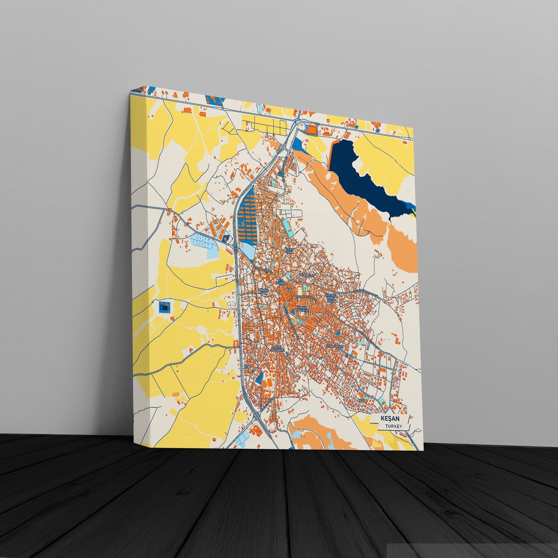Keşan Turkey Colorful City Map Canvas Print