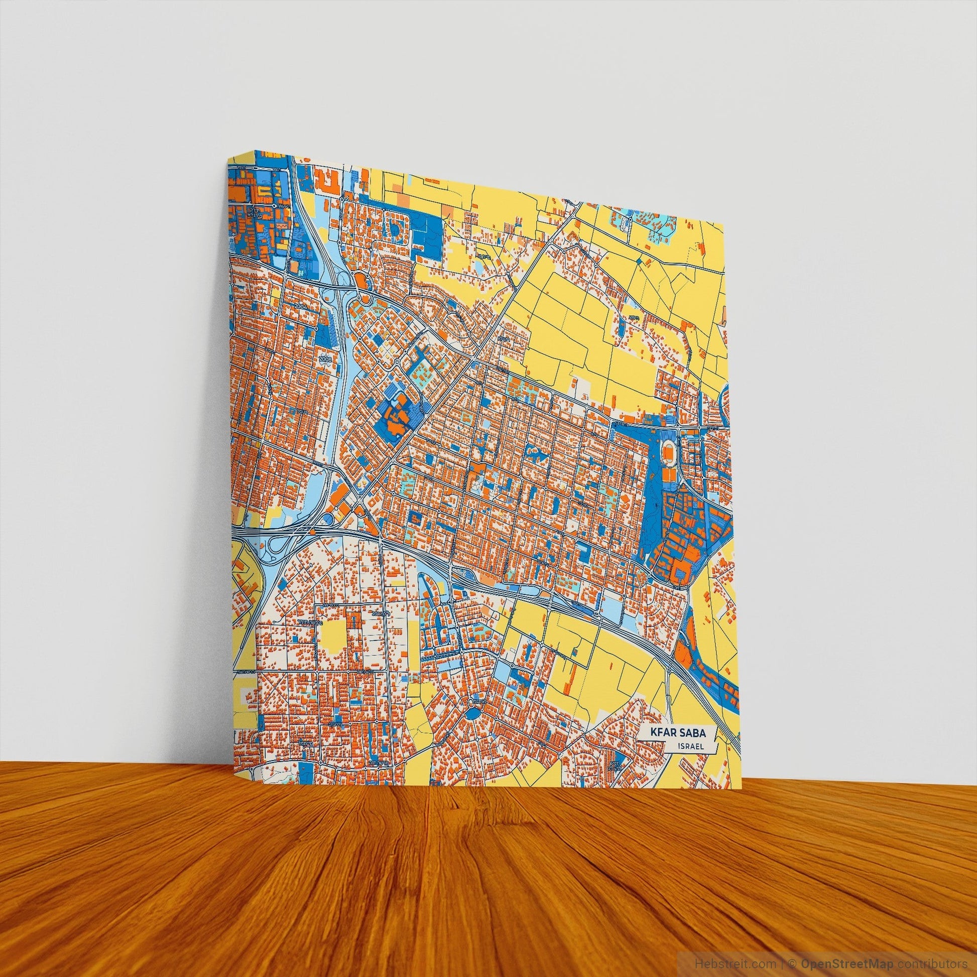 Kfar Saba Israel Colorful City Map Canvas Print