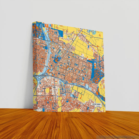 Kfar Saba Israel Colorful City Map Canvas Print