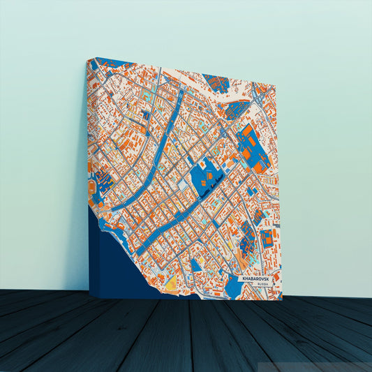 Хабаровск Russia Colorful City Map Canvas Print