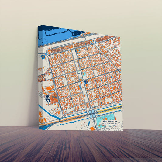Khalifah A City United Arab Emirates Colorful City Map Canvas Print