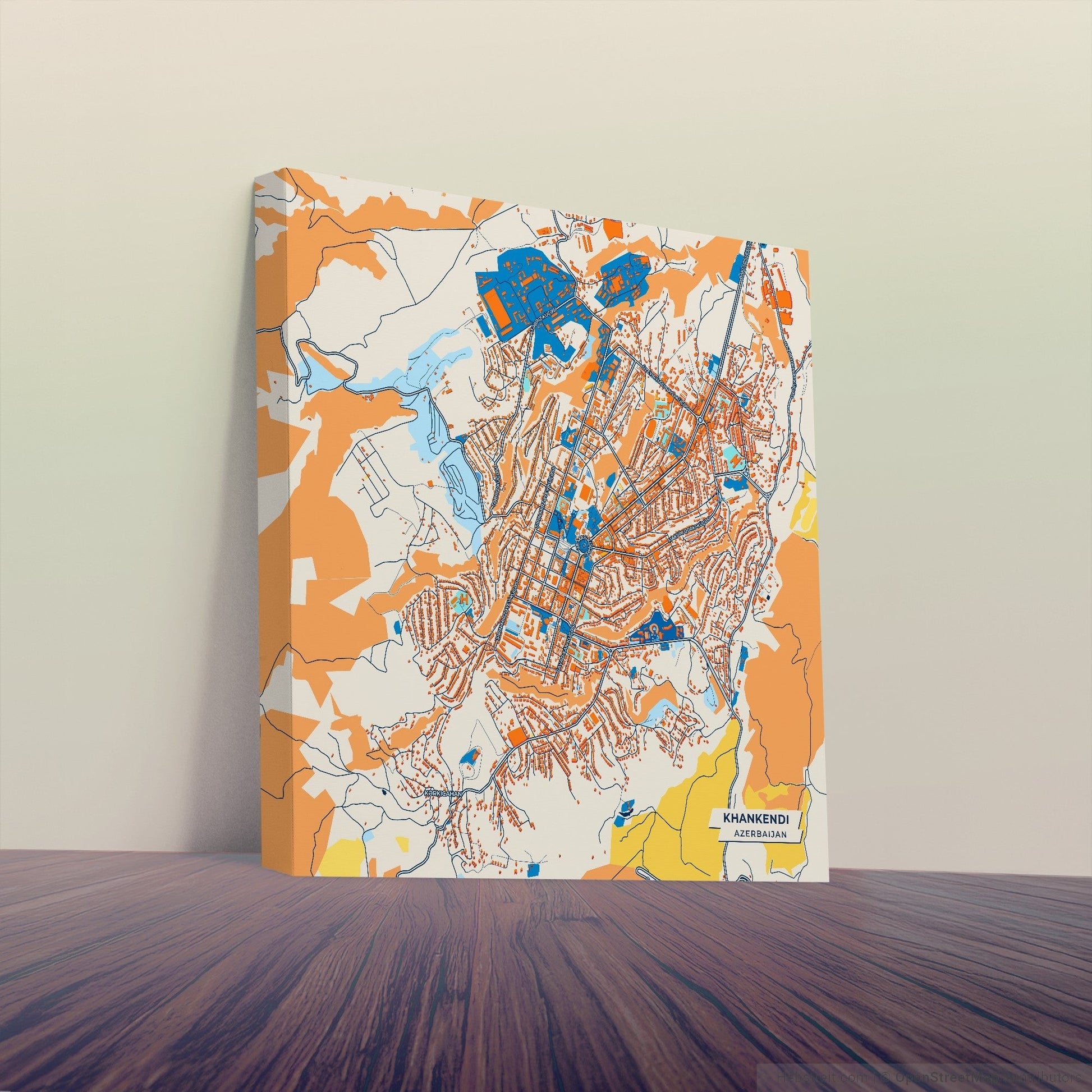 Khankendi Azerbaijan Colorful City Map Canvas Print