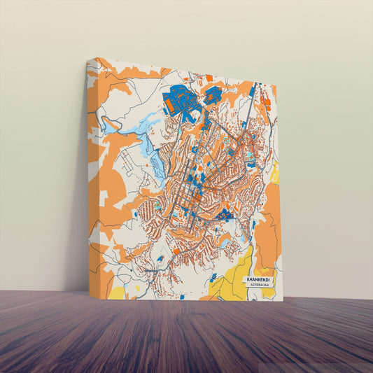 Khankendi Azerbaijan Colorful City Map Canvas Print