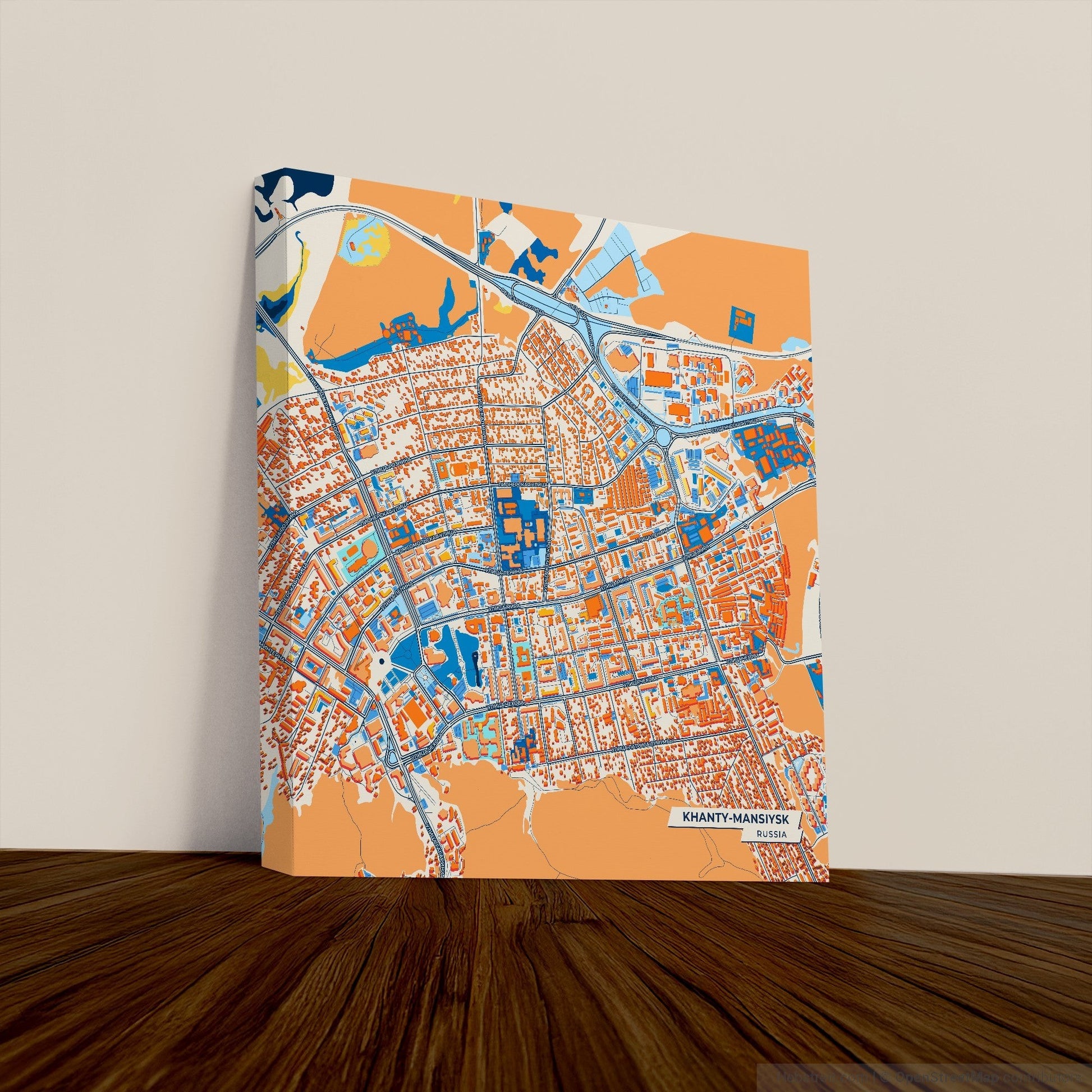 Ханты-Мансийский Russia Colorful City Map Canvas Print