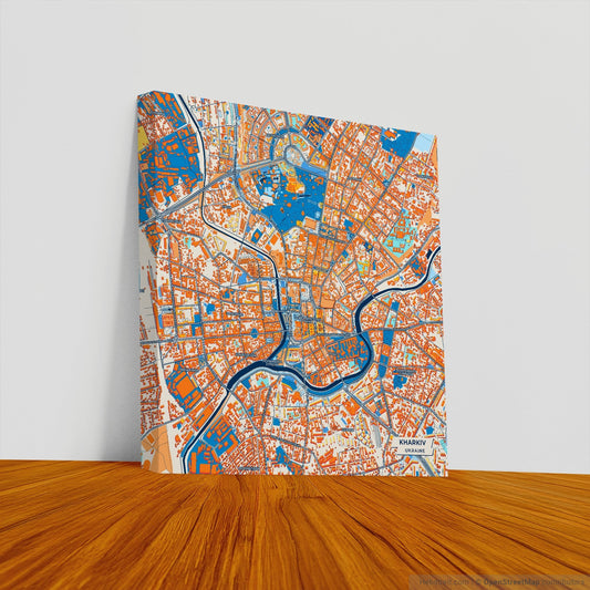Харків Ukraine Colorful City Map Canvas Print