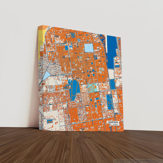 Khartoum Sudan Colorful City Map Canvas Print