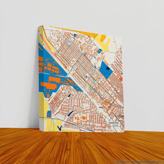Харцизк Ukraine Colorful City Map Canvas Print