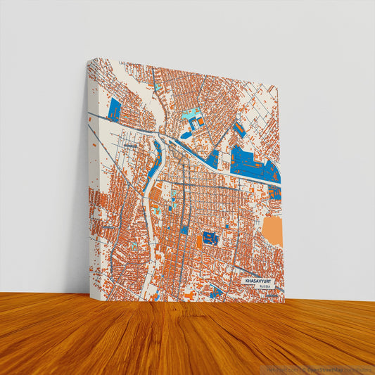 Хасавюрт Russia Colorful City Map Canvas Print
