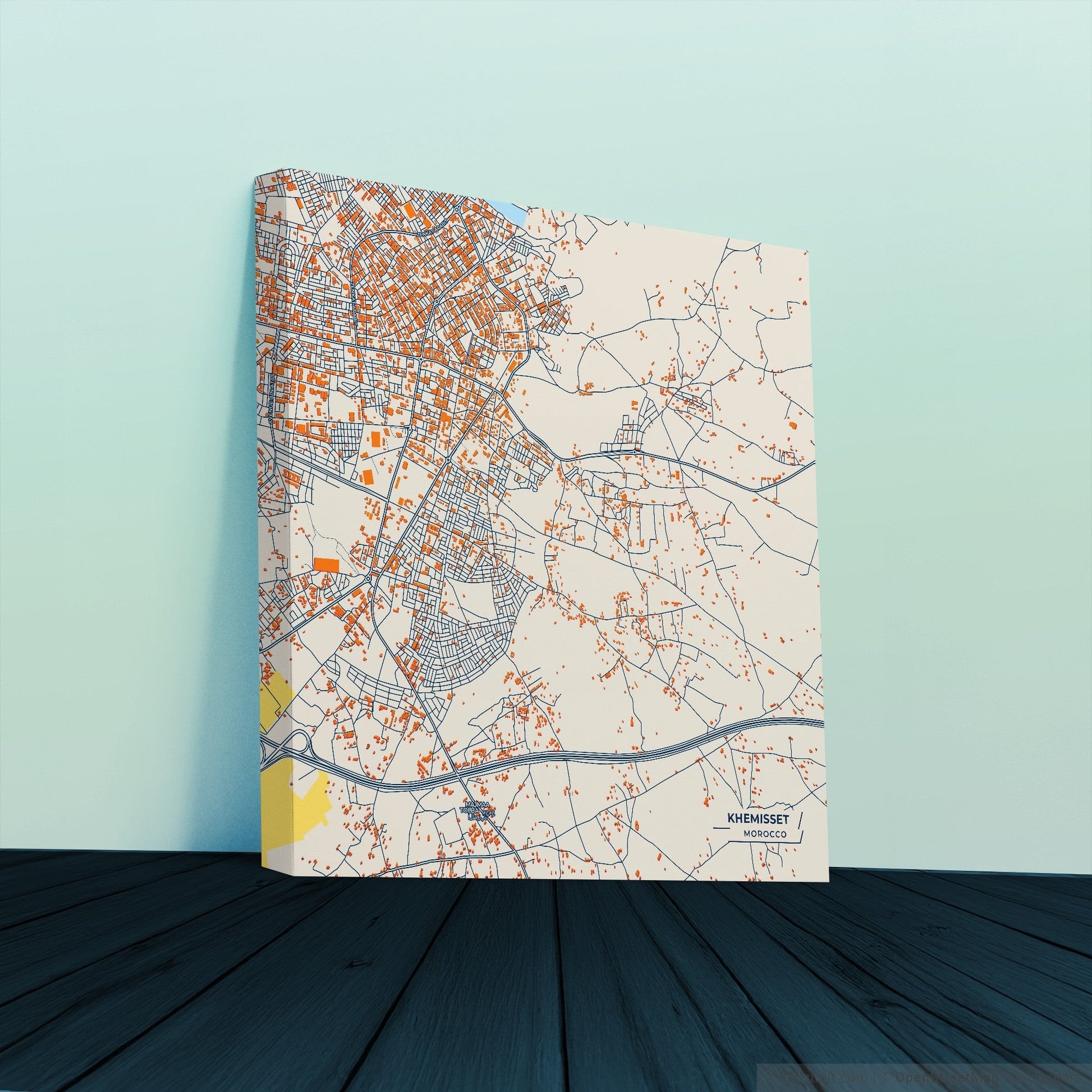 Khemisset Morocco Colorful City Map Canvas Print