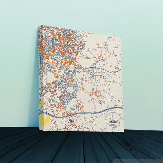 Khemisset Morocco Colorful City Map Canvas Print