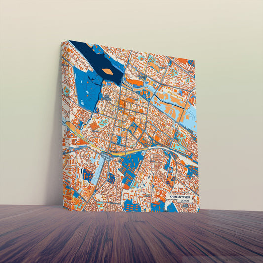 Хмельницький Ukraine Colorful City Map Canvas Print
