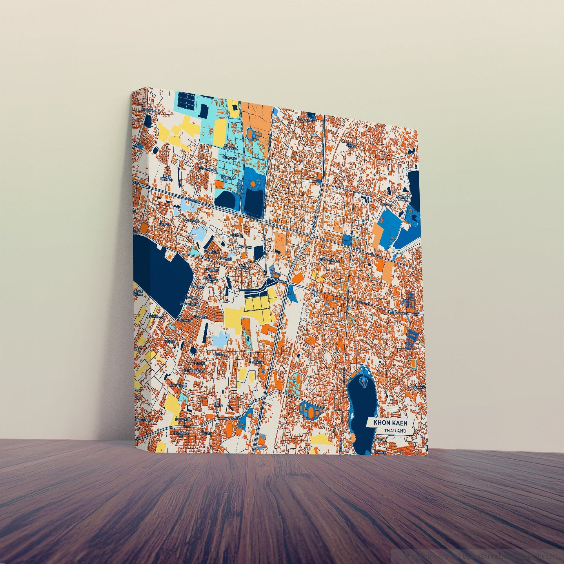 Khon Kaen Thailand Colorful City Map Canvas Print