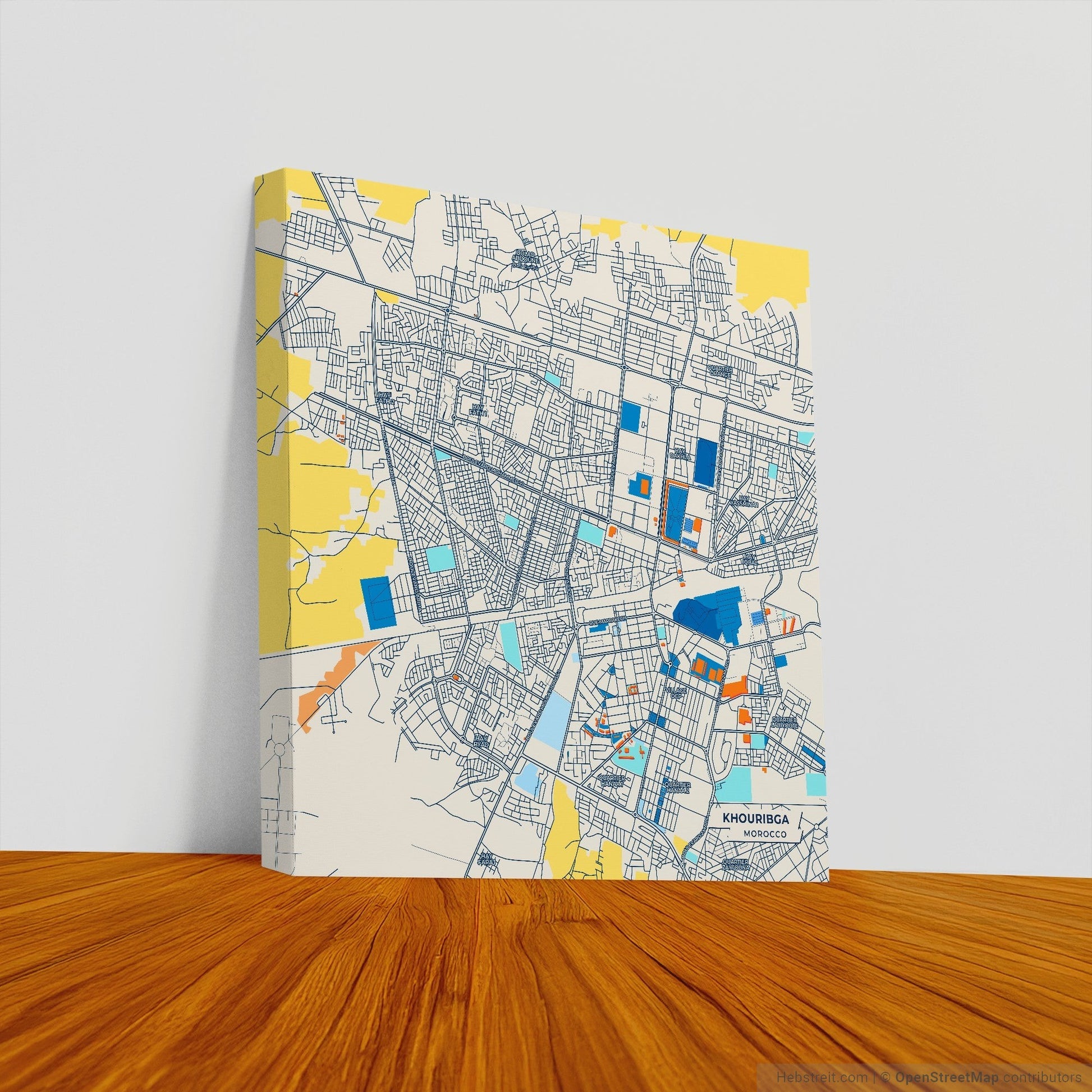 Khouribga Morocco Colorful City Map Canvas Print