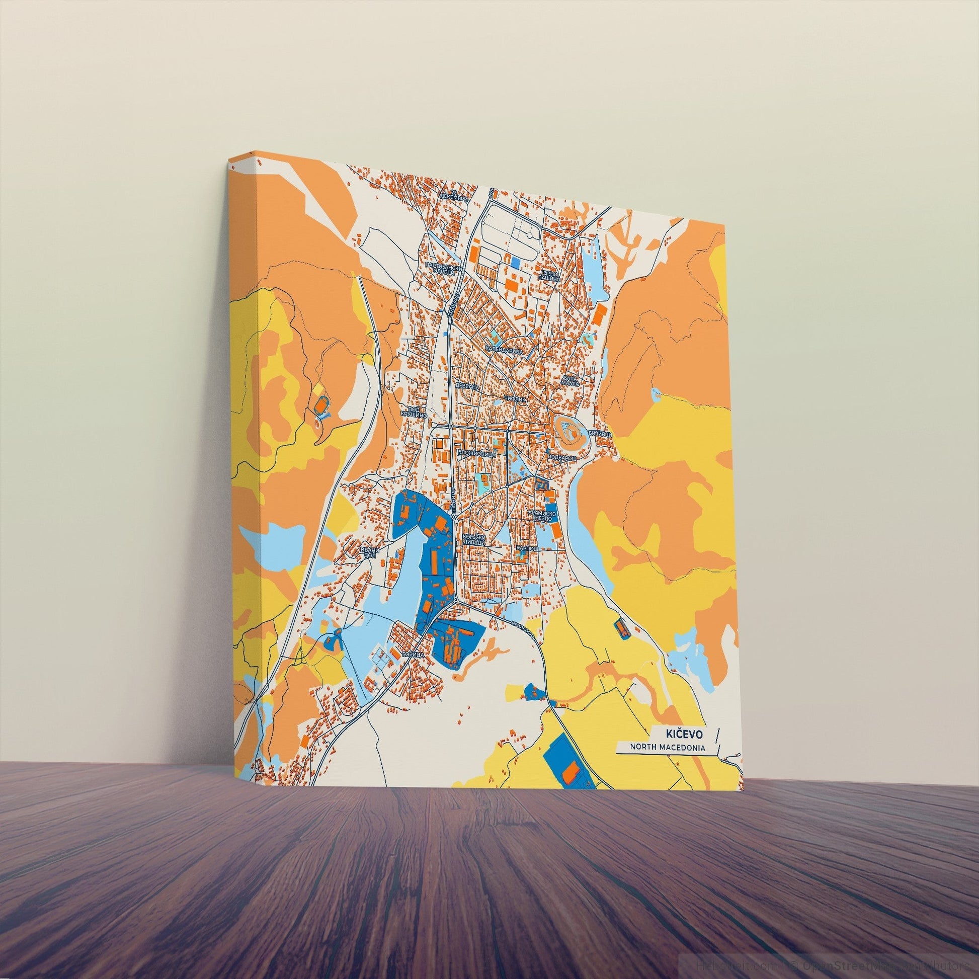 Kičevo North Macedonia Colorful City Map Canvas Print
