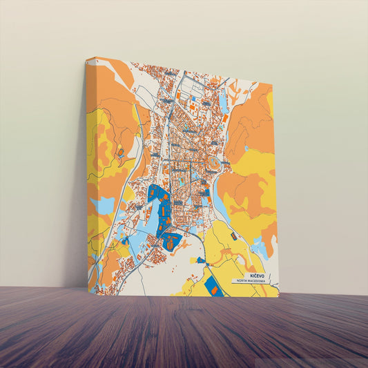Kičevo North Macedonia Colorful City Map Canvas Print