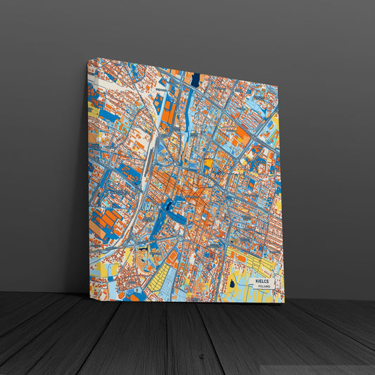 Kielce Poland Colorful City Map Canvas Print