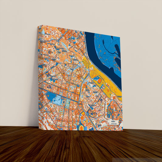 Київ Ukraine Colorful City Map Canvas Print