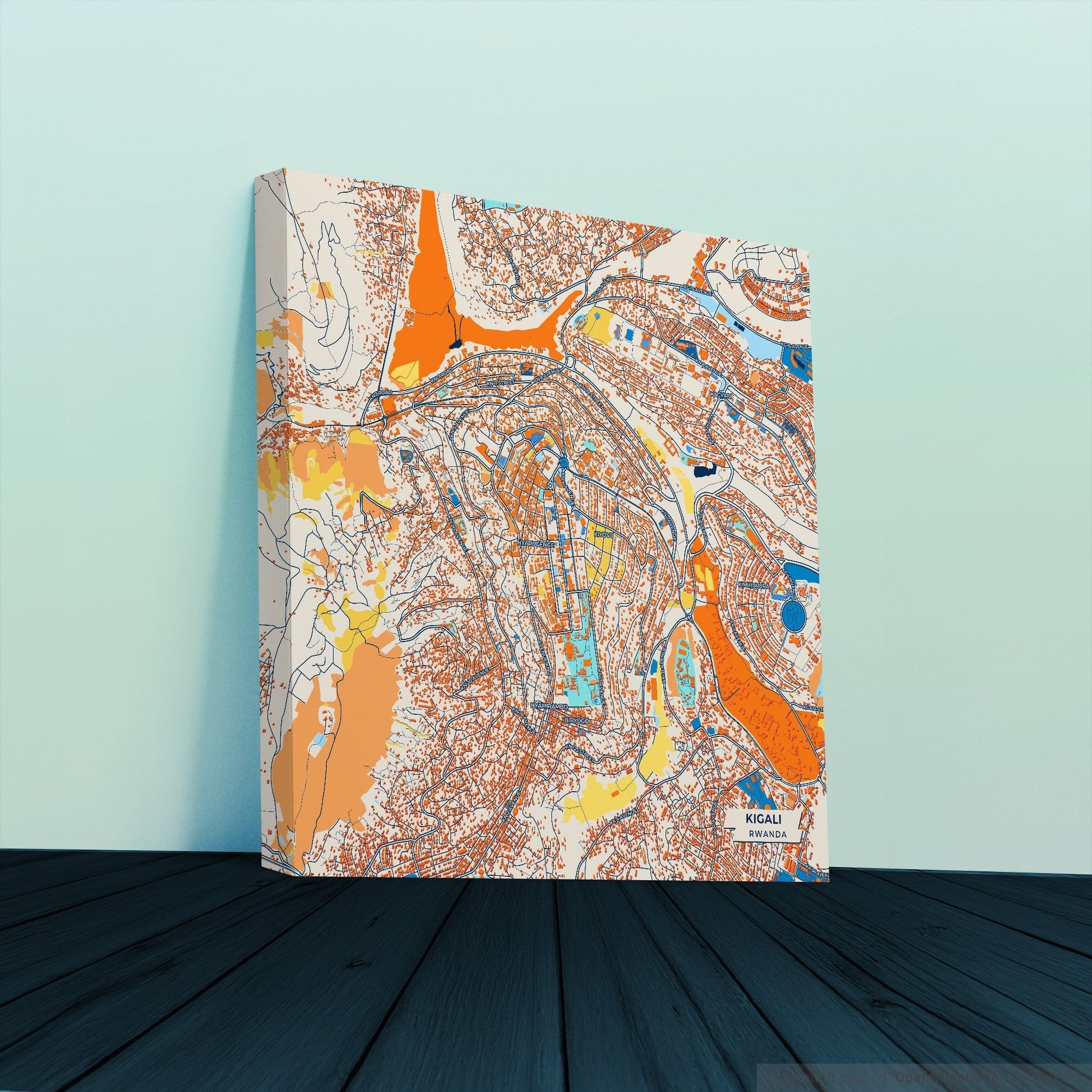 Kigali Rwanda Colorful City Map Canvas Print