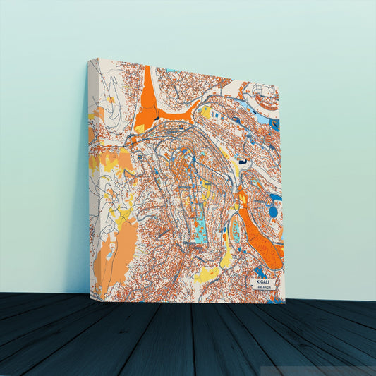 Kigali Rwanda Colorful City Map Canvas Print