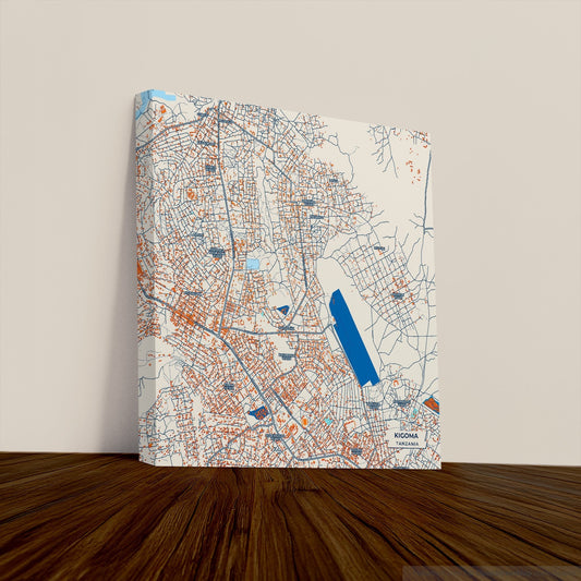 Kigoma Tanzania Colorful City Map Canvas Print